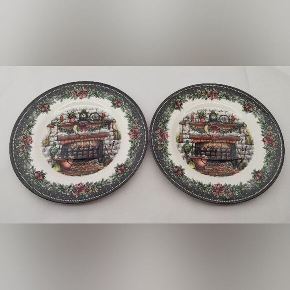 SOLD 2 Royal Stanford Fine China England Christmas Eve Plates New - Picture 2 of 6